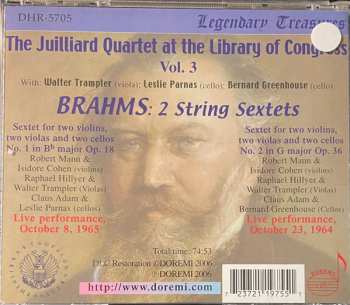 CD Johannes Brahms: The String Sextets. Live At The Libray Of Congress Vol. 3