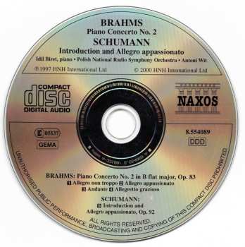 CD Robert Schumann: Piano Concerto No. 2 / Introduction And Allegro Appassionato