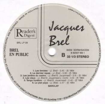 LP Jacques Brel: En Public