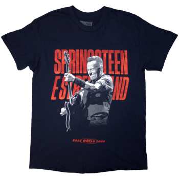 Merch Bruce Springsteen: Bruce Springsteen Unisex T-shirt: Tour '24 Guitar Photo (navy Blue) (back Print & Ex-tour) (small) S