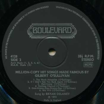 LP Bryan Delaney: Million Copy Hit Songs Made Famous By Gilbert O'Sullivan