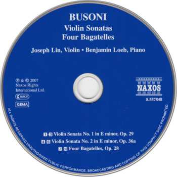 CD Ferruccio Busoni: Violin Sonatas / Four Bagatelles
