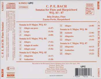 CD Carl Philipp Emanuel Bach: Sonatas For Flute And Harpsichord WQ. 83 - 87