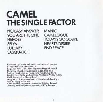 CD Camel: The Single Factor = シングル・ファクター