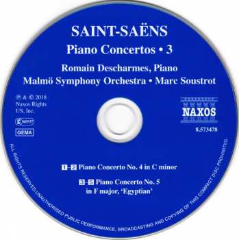 CD Camille Saint-Saëns: Piano Concerto No. 4; Piano Concerto No. 5 'Egyptian'