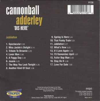 4CD Cannonball Adderley: 'Dis Here'
