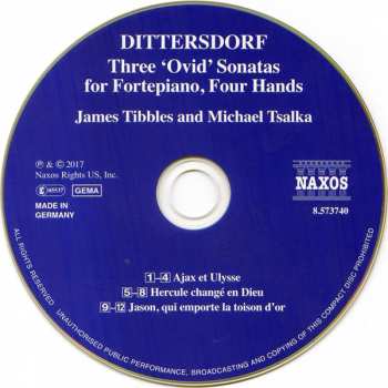 CD Carl Ditters von Dittersdorf: Three 'Ovid' Sonatas For Fortepiano, Four Hands