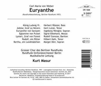 2CD Kurt Masur: Euryanthe