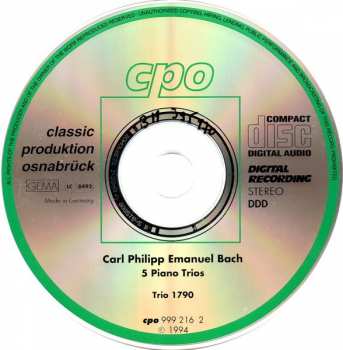 CD Carl Philipp Emanuel Bach: Five Piano Trios