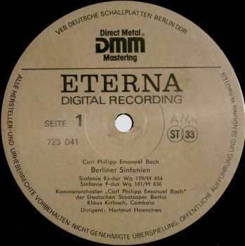 LP Carl Philipp Emanuel Bach: Berliner Sinfonien