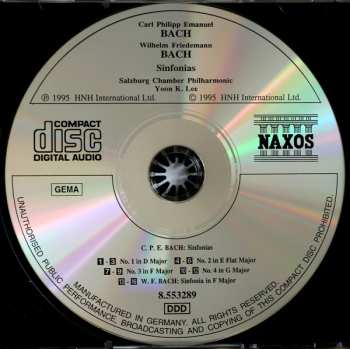 CD Wilhelm Friedemann Bach: Sinfonias, Wq. 183, Nos. 1 - 4 / Sinfonia In F Major