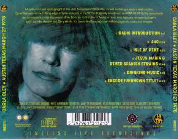 CD Carla Bley: Armadillo World Headquarters Austin Texas March 27 1978