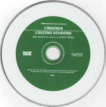 CD Carlo Savina: L'Ingenua / L'Osceno Desiderio (Original Motion Picture Soundtrack) LTD