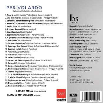 CD Carlos Mena: Per Voi Ardo: Italian Madrigals