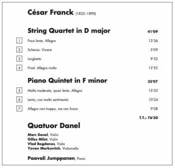 CD César Franck: String Quartet; Piano Quintet
