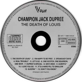 CD Champion Jack Dupree: The Death Of Louis