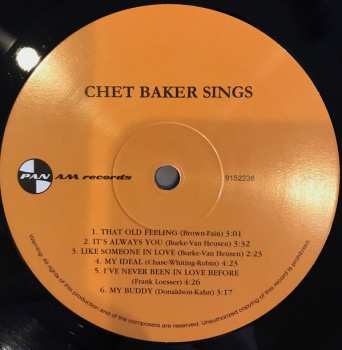 LP Chet Baker: Chet Baker Sings LTD