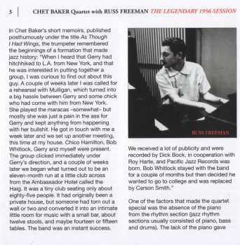 CD Chet Baker Quartet: Chet Baker Quartet With Russ Freeman. The Legendary 1956 Session