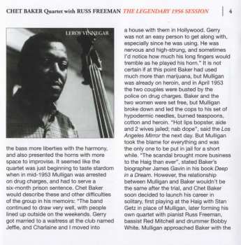 CD Chet Baker Quartet: Chet Baker Quartet With Russ Freeman. The Legendary 1956 Session