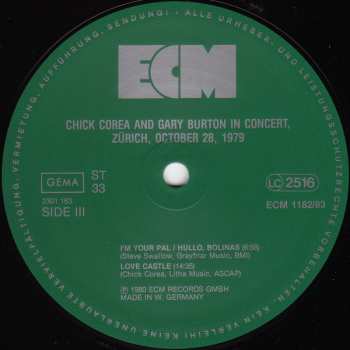 CD Gary Burton / Chick Corea: In Concert Zurich October 28 1979