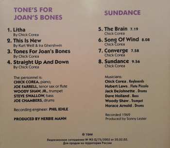 CD Chick Corea: Tones For Joan's Bones / Sundance
