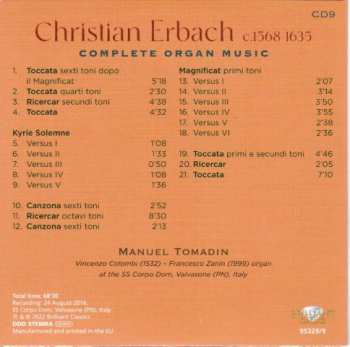 9CD/Dobozkészlet Manuel Tomadin: Complete Organ Music