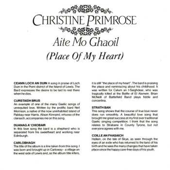 CD Christine Primrose: Aite Mo Ghaoil = Place Of My Heart