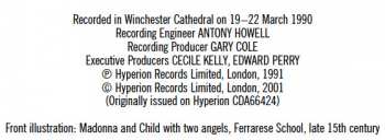 CD Winchester Cathedral Choir: Euge Bone - Peccavimus