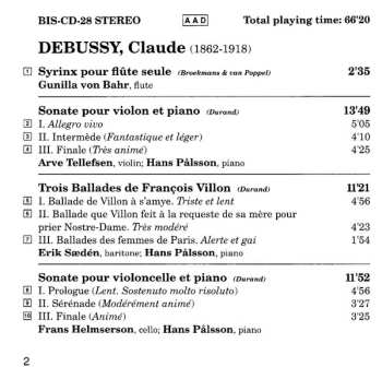 CD Claude Debussy: Vocal And Chamber Music