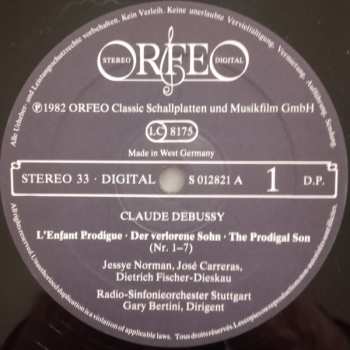 LP Dietrich Fischer-Dieskau: L'Enfant Prodigue • Der Verlorene Sohn • The Prodigal Son / La Damoiselle Elue • Die Auserwählte Jungfrau • The Blessed Damozel