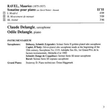CD Claude Delangle: A Saxophone For A Lady