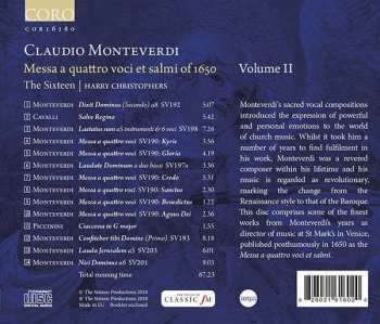 CD Claudio Monteverdi: Messa A Quattro Voci Et Salmi Of 1650 Volume II