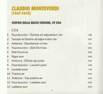 2CD Claudio Monteverdi: Vespro Della Beata Vergine, SV206