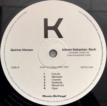 3LP Johann Sebastian Bach: Complete Suites For Unaccompanied Cello