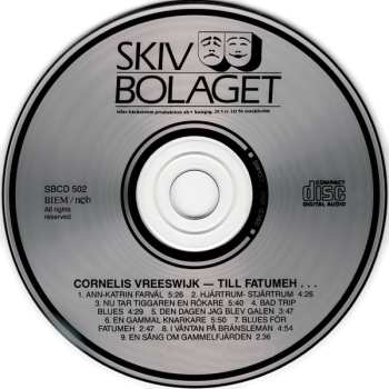 CD Cornelis Vreeswijk: Till Fatumeh (Rapport Från De Osaligas Ängder....)