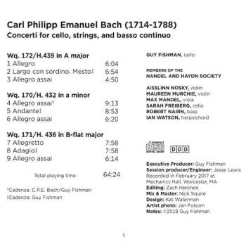 CD Carl Philipp Emanuel Bach: Cello Concerti