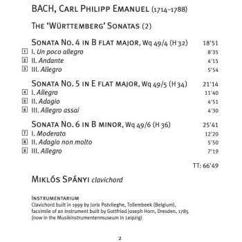 CD Carl Philipp Emanuel Bach: 'Württemberg' Sonatas (2)