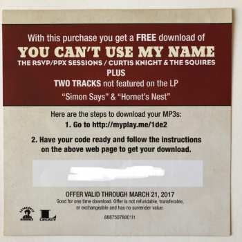 LP Curtis Knight & The Squires: You Can't Use My Name: The RSVP / PPX Sessions