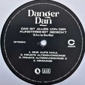 2LP Danger Dan: Das Ist Alles Von Der Kunstfreiheit Gedeckt (Live In Berlin)