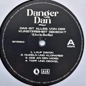 2LP Danger Dan: Das Ist Alles Von Der Kunstfreiheit Gedeckt (Live In Berlin)