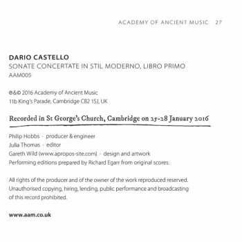 CD The Academy Of Ancient Music: Sonate Concertate In Stil Moderno, Libro Primo