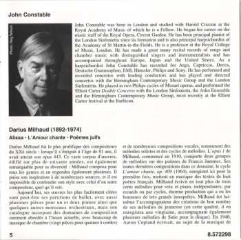 CD Darius Milhaud: Alissa • L'Amour Chante • Poèmes Juifs