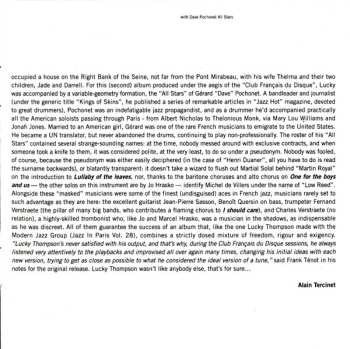 CD Lucky Thompson: Lucky Thompson With Dave Pochonet All Stars DIGI