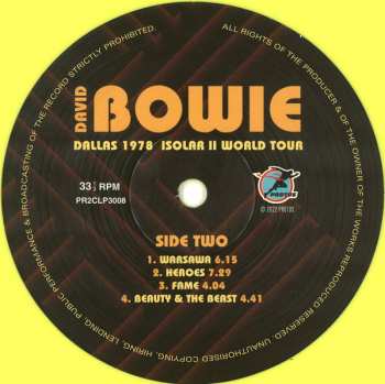 2LP David Bowie: Dallas 1978 Isolar II World Tour  NUM | CLR