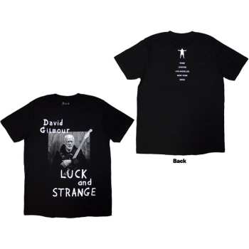 Merch David Gilmour: David Gilmour Unisex T-shirt: Luck & Strange Portrait (black) (back Print & Ex-tour) (small) S