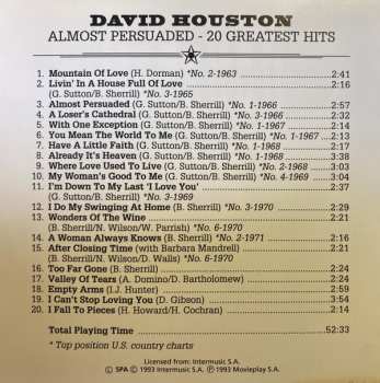 CD David Houston: Almost Persuaded - 20 Greatest Hits