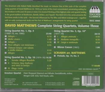 CD David Matthews: Complete String Quartets - Volume Three