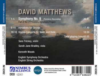 CD David Matthews: Symphony No. 9, Variations For Strings, Double Concerto For Violin And Viola