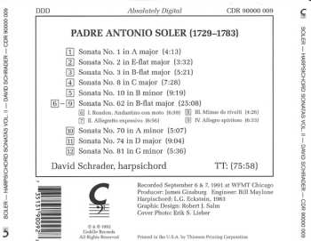 CD Padre Antonio Soler: Harpsichord Sonatas, Volume II