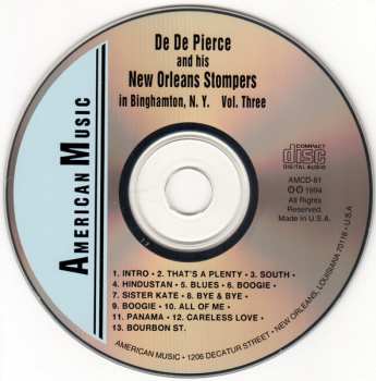 CD De De Pierce's New Orleans Stompers: In Binghamton N.Y. Vol. Three